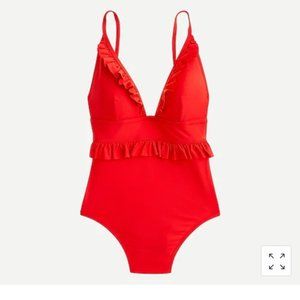 J Crew NWT Ruffle plunge one-piece red